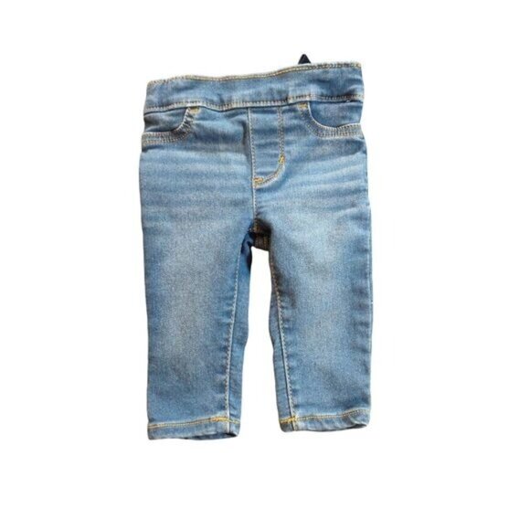 Levis Baby Girl Jeggings 6M Pull‎ On Denim Pants Blue Westerncore Preppy Baby - Picture 1 of 4